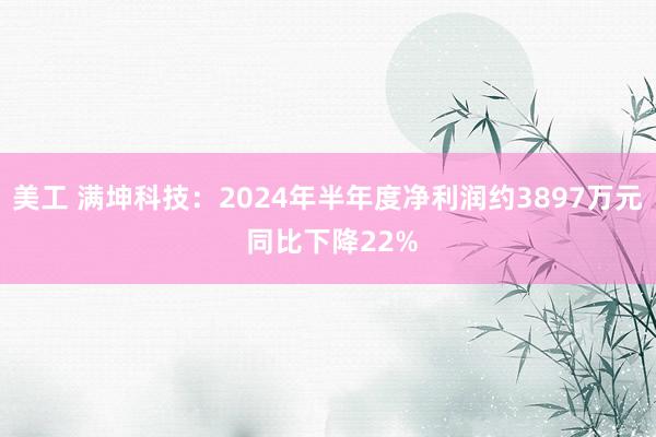 美工 满坤科技：2024年半年度净利润约3897万元 同比下降22%